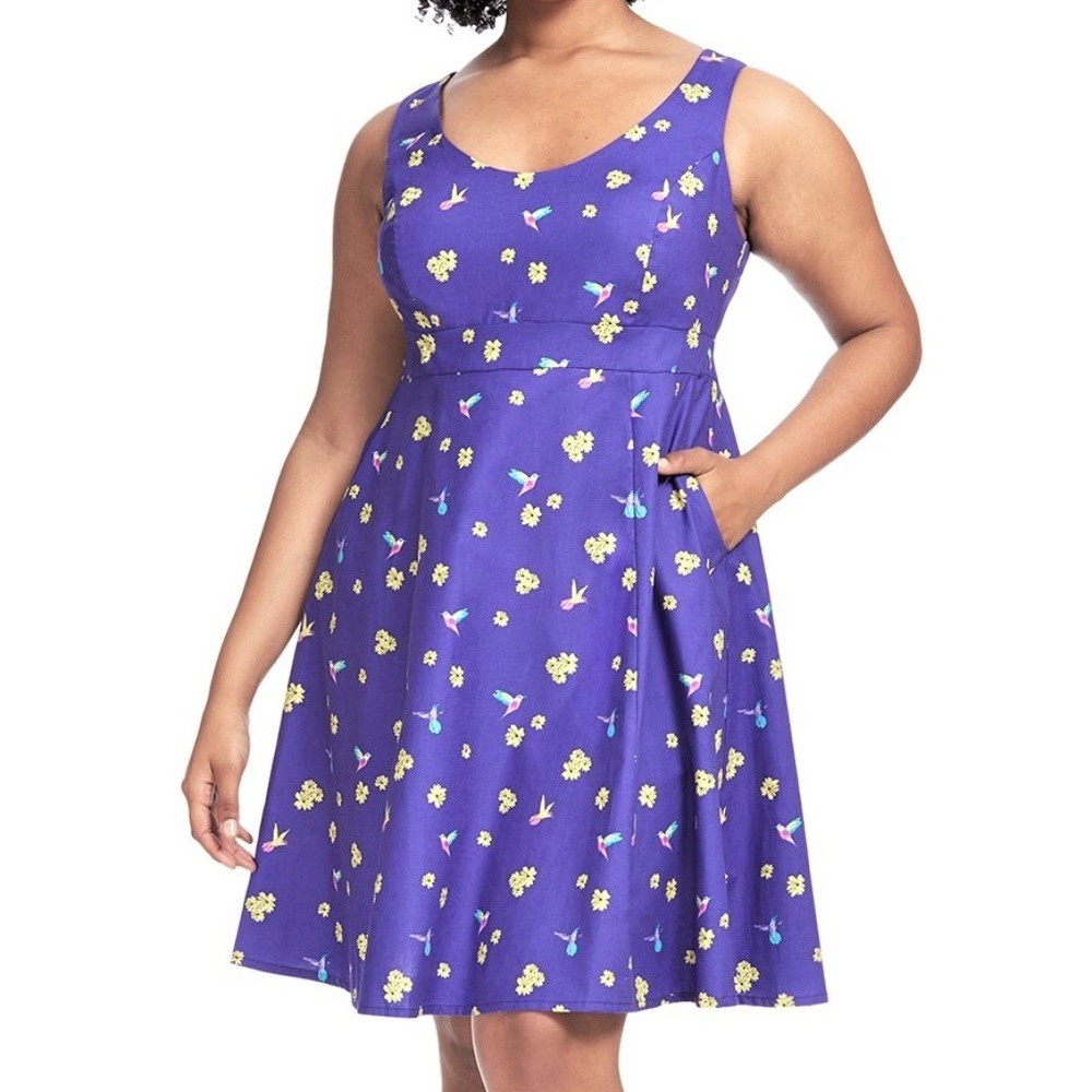 0X Cherry Velvet 50s Hummingbird Fit & Flare Dress